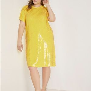 Eloquii Yellow Sequin Shift Dress size 18